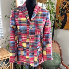 Polo Ralph Lauren Men  s Madras Plaid Button Up Blazer Jacket