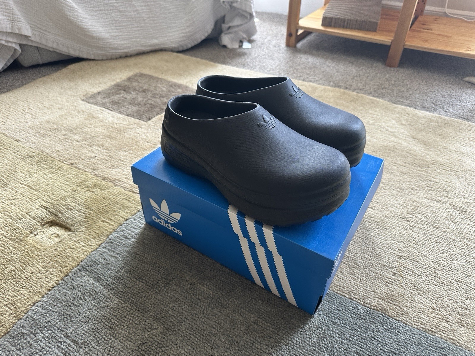 Adidas Adifom Stan Smith Platform Clogs Women Size 10 Black Slip On Mule Shoes