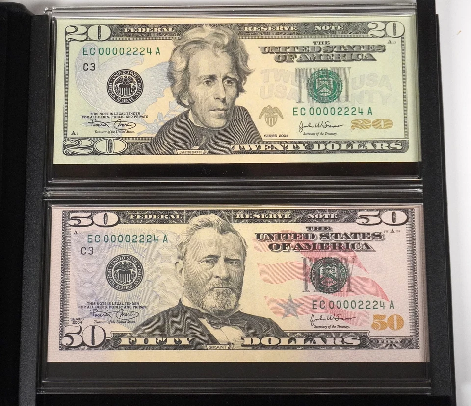 SERIES 2004 PHILADELPHIA EVOLUTIONS SET, MATCHING $20 & $50 SERIAL NUMBERS - Image 2 of 4