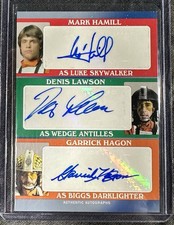 Topps Star Wars Luke Skywalker Wedge Antilles Biggs Darklighter Triple Auto 3/3