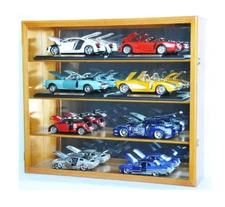 ​1/18 Scale Diecast Car Display Case Cabinet Box Wood Oak Memorabilia Mirror Car