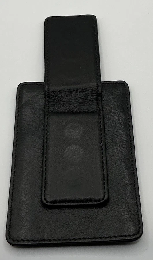 Cartera con clip para dinero minimalista delgada de cuero negro Bosca para hombre rara agotada Foto 3 de 4