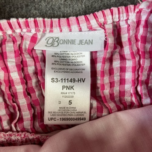 Bonnie Jean Dress Girls 5 Pink White Gingham Sundress Bow Butterfly Cute Playful - Picture 8 of 11