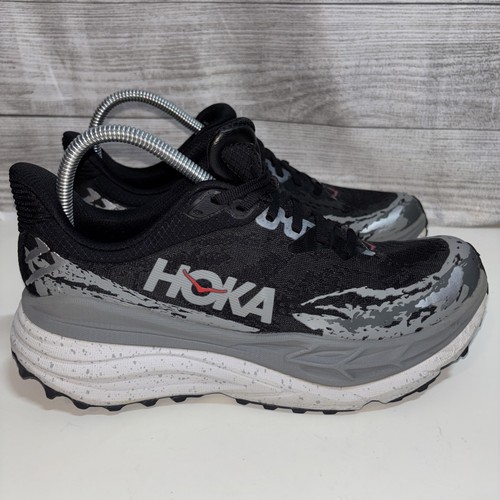 Hoka Men’s 8 D one one Stinson 7 Shoes Trail Running Sneaker Black Gray EUC!! - Picture 2 of 16