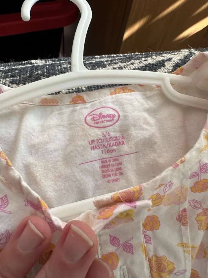 Disney Beauty & The Beast Princess Belle Yellow Girls Floral Dress 5/6 lined - Image 4 of 4