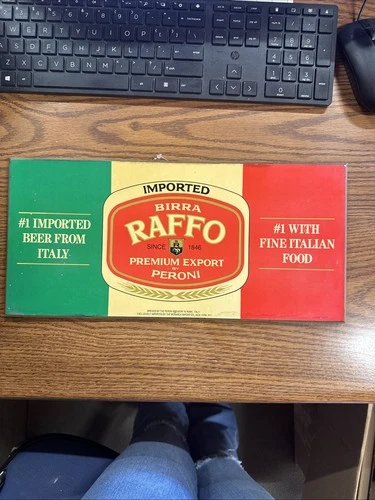 Vintage Birra RAFFO Peroni Italian Beer Wooden Bar Sign 15"x7" Mancave      li26