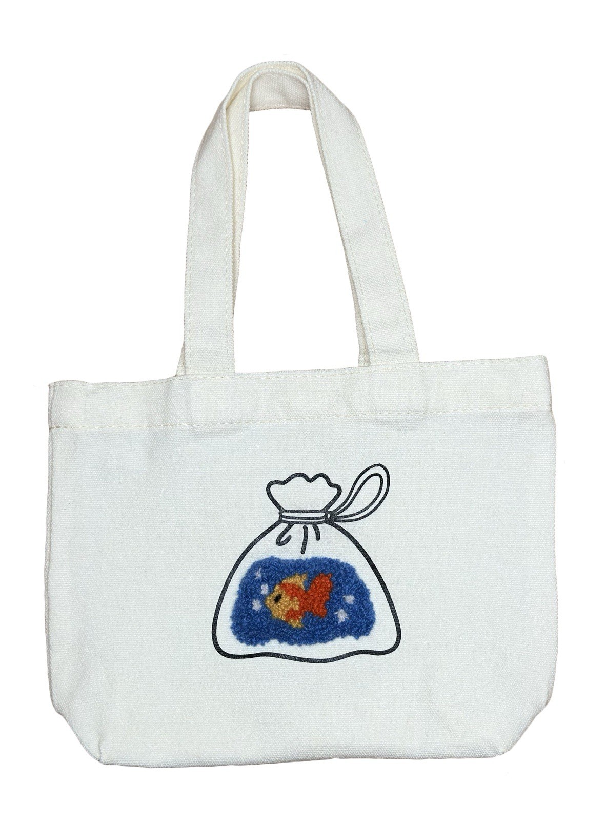 Handmade Goldfish Embroidered Cashmere Canvas Mini Tote