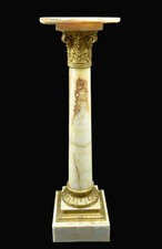 Eindrucksvolle große französische Napoleon III Onyx vergoldete Bronze Montierung Sockel Säule 1870