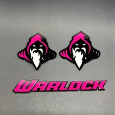 Warlock Emblem Badges Pink on Black Fender Aggressive Racing + Tailgate Badge