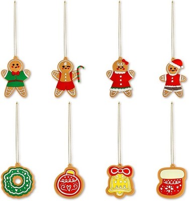 8 Stück Weihnachten bunte Lebkuchenmann Ornamente für Baum & Xmas Wohndeko