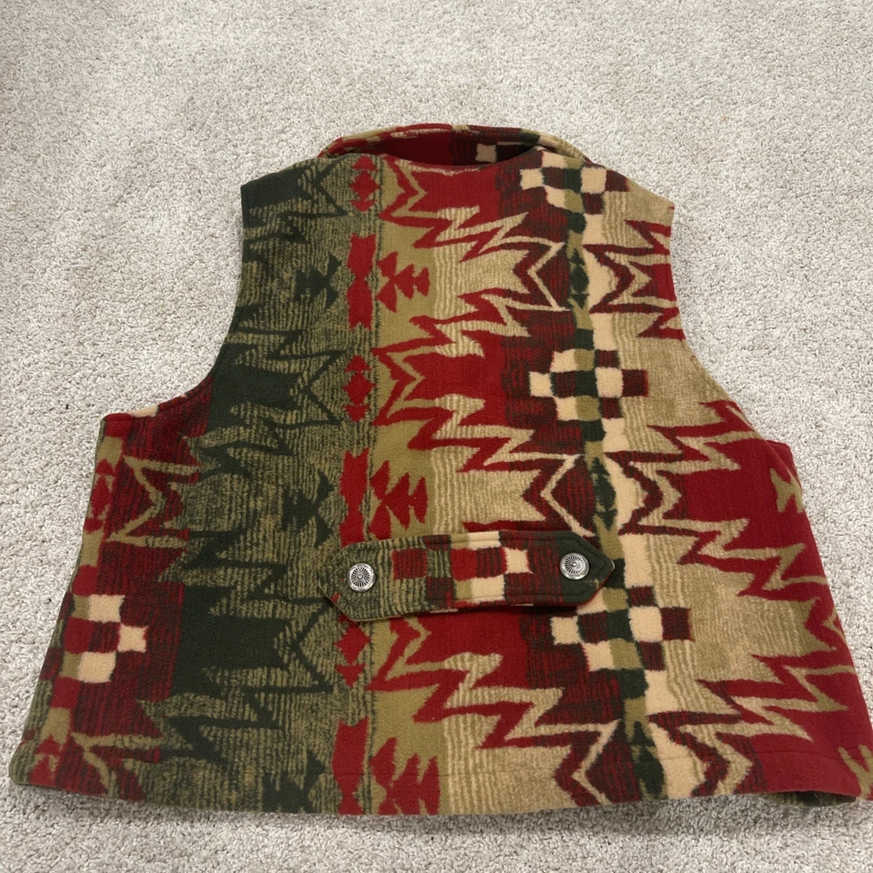 Chaleco Orvis Mujer Extra Grande Rojo Azteca Polar Suroeste Botón Suéter Foto 3 de 4