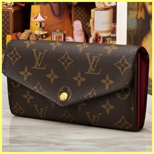 Louis Vuitton Portefeuille Sarah Monogram Fuchsia Pink Wallet Japan 076796