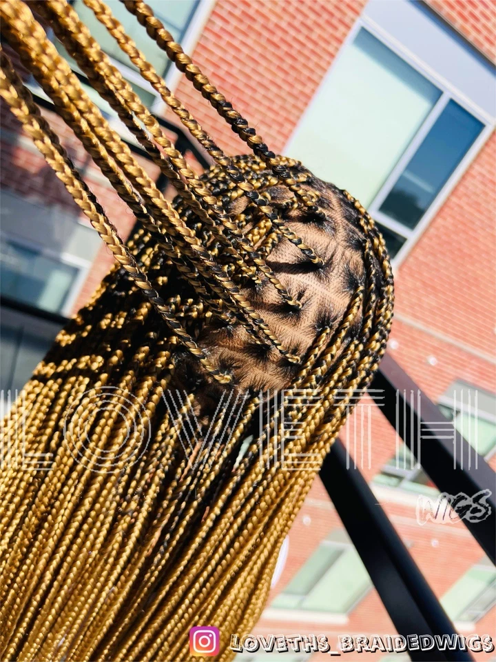 Se envía al día siguiente (ENVÍO 2 DÍAS) Peluca trenzada de encaje completo Cornrow, trenza negra sin nudos Foto 4 de 4