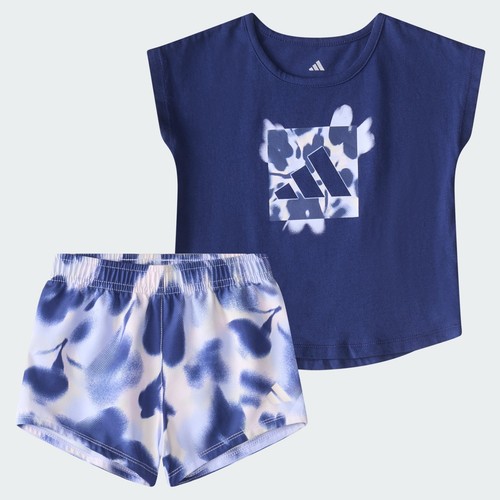 adidas kids Two-Piece Short Sleeve Cotton Tee and Woven Shorts Set