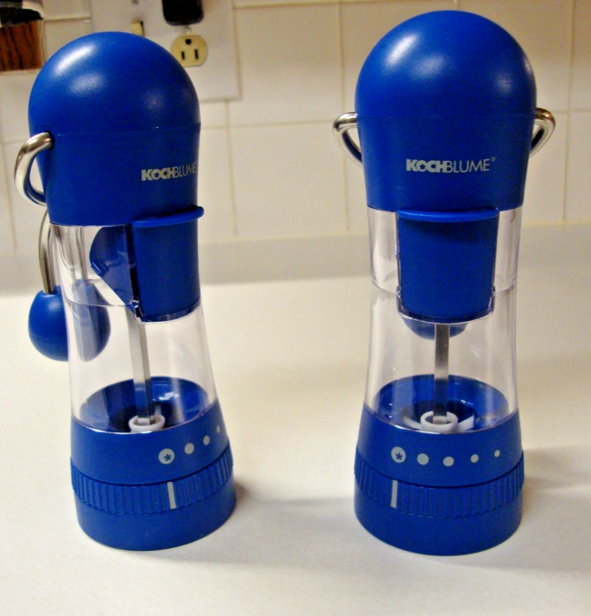 Kochblume Ratchet Grinder Mills~Salt~Pepper~Spices~DARK BLUE~Set of 2