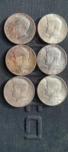 (6) 1964 90% Silver KENNEDY HALVES,  VF- UNCIRCULATED