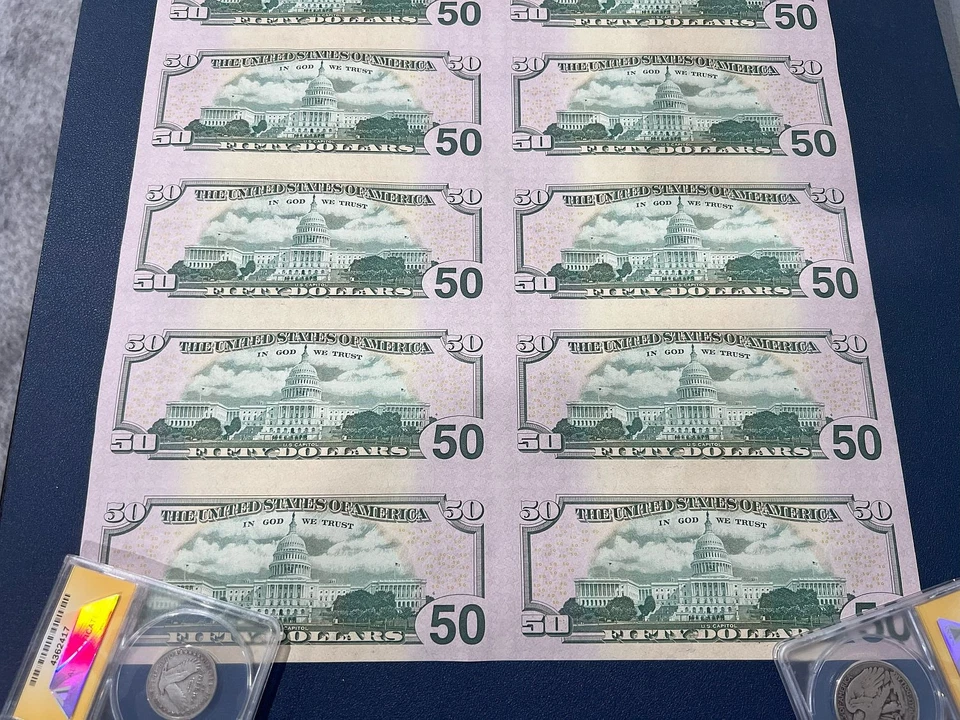 $50 Fifty Dollar Bill Uncut Currency Sheet of 16 STAR *** Notes 2004 $800 Face - Image 2 of 4