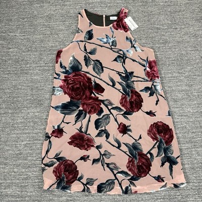 Abbeline Dress Women Medium Rose Velvet Mini Dark Floral Romantic Vamp Racerback