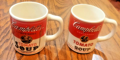 Campbells Tomato Soup mugs Set Of 2  Different vintage style cans