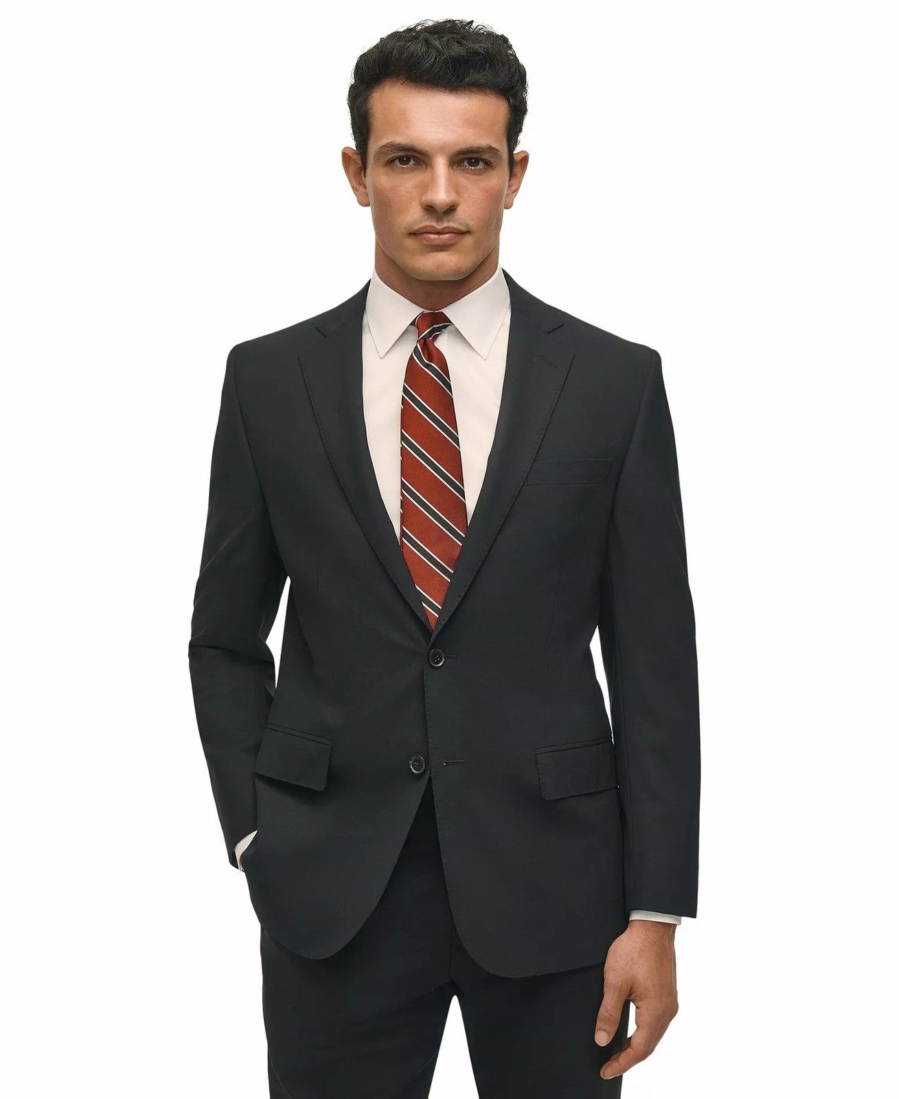 Brooks Brothers Mens Classic fit Suit Jacket Blazer 52 R Black Solid Stretch 19290₽