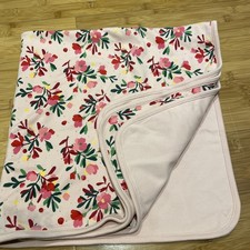 Vintage Gymboree Pink Tropical Flowers Baby Blanket Reversible 28/28,A