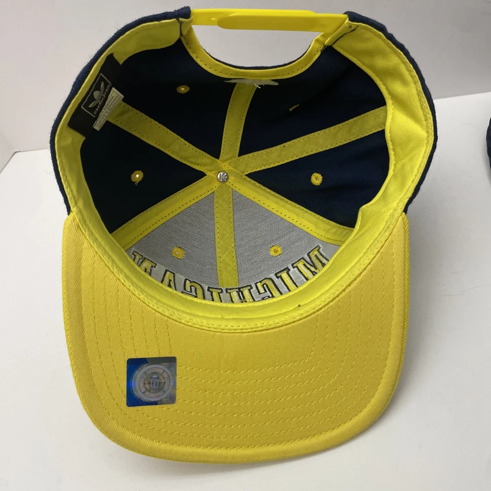 2x NCAA University Of Michigan Wolverines Blue Yellow Adjustable Adidas Hat Cap - Image 3 of 4