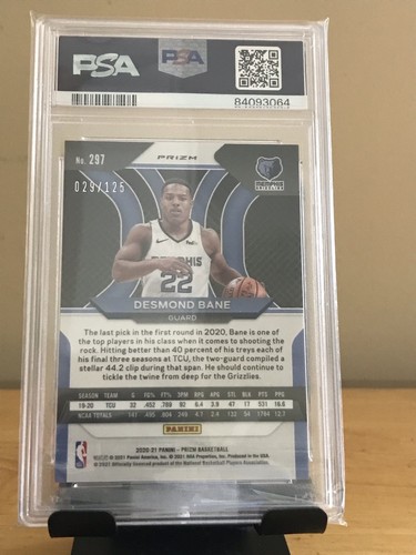 2020-21 Prizm Desmond Bane Rookie Fast Break Red Prizm 029/125 PSA 9 - MINT SP - Picture 3 of 3