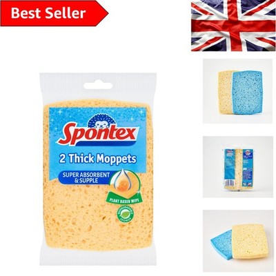 Extra dicke Reinigungsschwämme auf pflanzlicher Basis | 2er Pack 16 x 12 cm | flexibel & langlebig