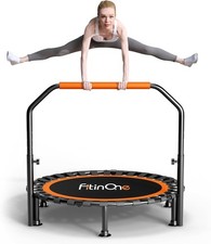 40" Folding Mini Trampoline Max Load 150KG, Indoor Exercise Rebounder with Handl