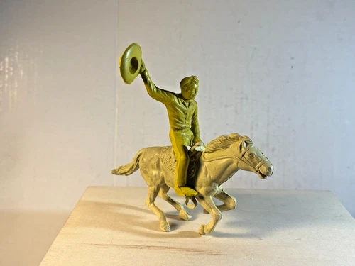 Marx 1950's original 60mm Cowboy waving hat on original galloping horse.