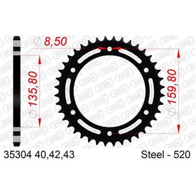 AFAM Stahlkettenrad 520 - 40Z Schwarz C45 Stahl für BMW G GR GGS
