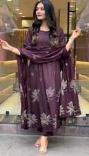 Women Ethnic wear; Floral Printed Pleated Anarkali Kurta Trousers and dupatta