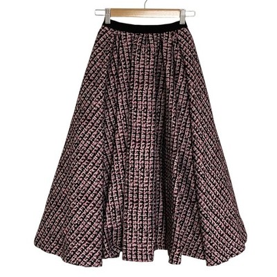 OBLI Yonezawa Special Order obliM Houndstooth Flare Skirt, 0 Pink Women USED