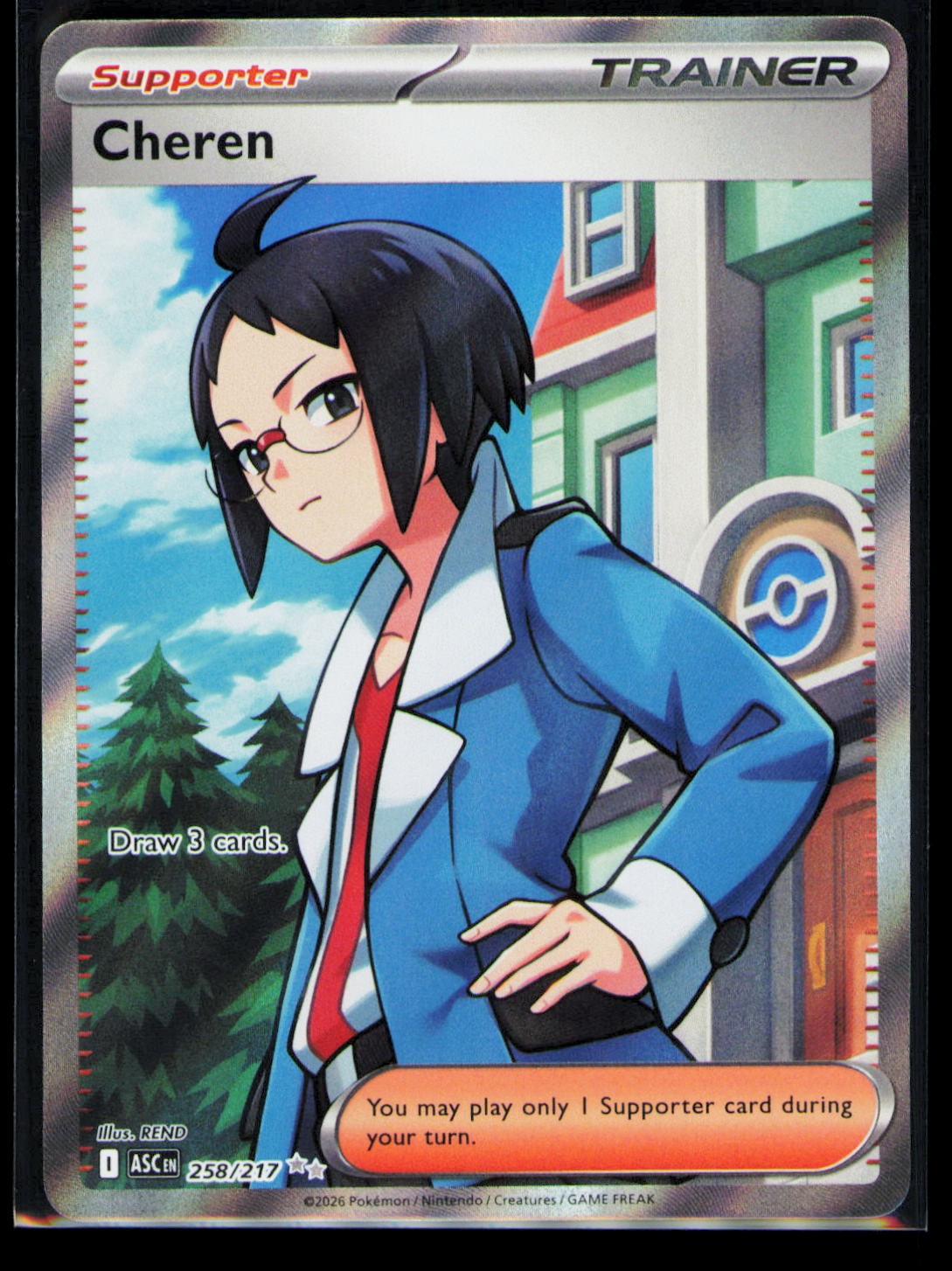 Pokemon Ascended Heroes Cheren 258/217 Ultra Rare Holo NM