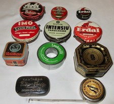 Vintage kleine Werbe-Blechdosen 11 x Erdal-Pelikan-Dompfaff-Imo u.a.  50er -834-