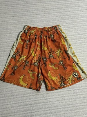 Flow Society Men s Sz L Monkey Banana Print Shorts Lacrosse Gear / Orange Y2K