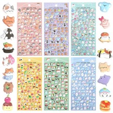 Cute Mini Puffy Stickers, Tiny Small Kawaii Stickers for Kids, Mini Puffy