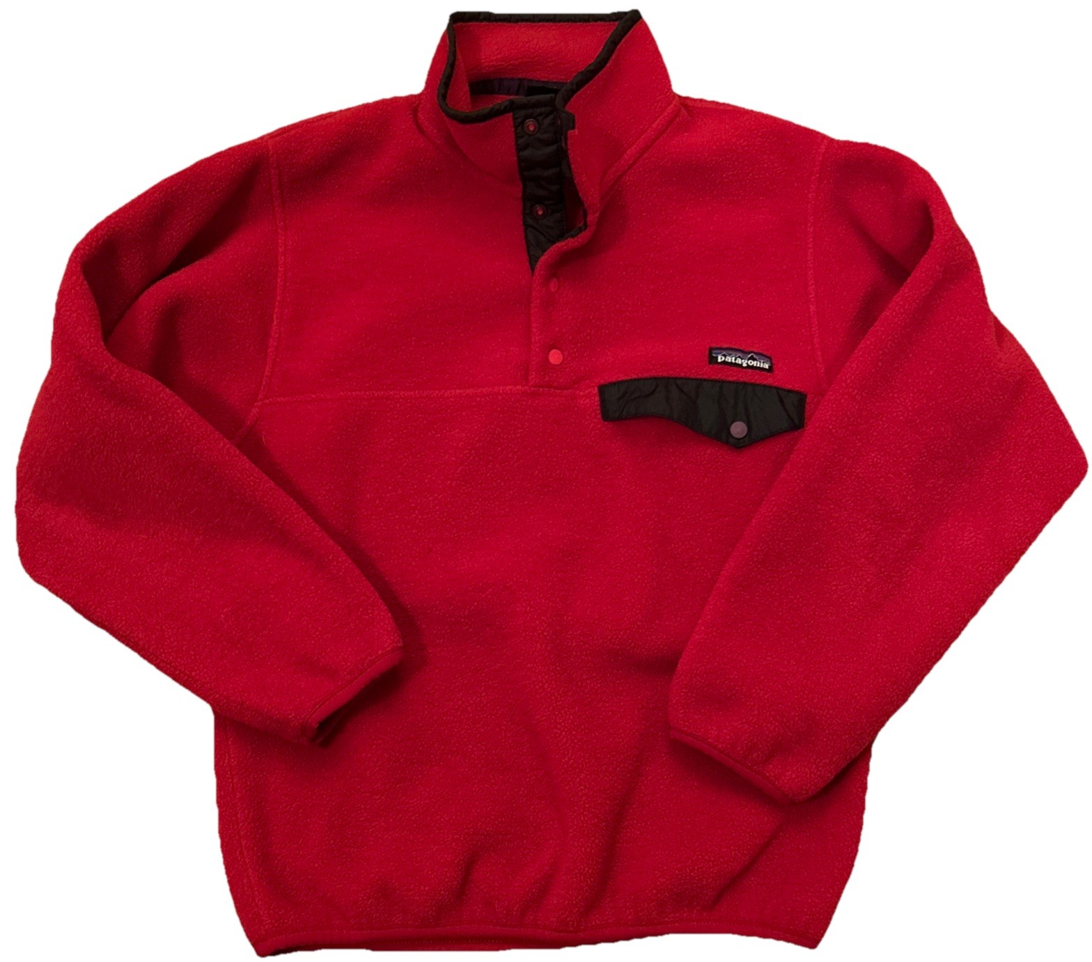 Vintage 80s Patagonia Synchilla Snap-T Fleece Jacket Red Black USA Made XS