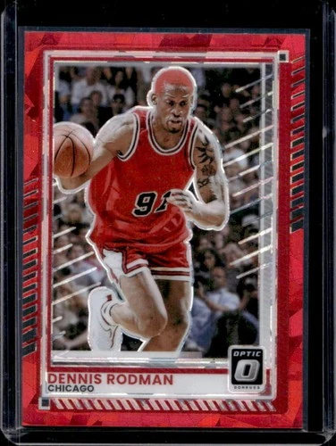 2025-26 Panini Donruss Dennis Rodman Optic Red Cracked Ice #159 Bulls