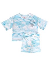 Justice Girls Blue  White Cloud Pajamas Shirt  Shorts Sleep Set Size 8