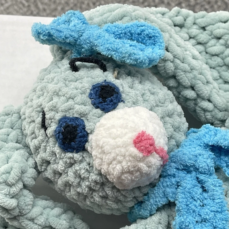 Ganchillo Conejo de Pascua Azul Peluche Animal Conejo Orejas Largas Suave 12" Alto Foto 3 de 4