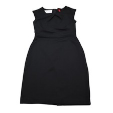 Merona Dress Womens S Black Bodycon Sheat Midi Stretch Back Slit Sleeveless Zip