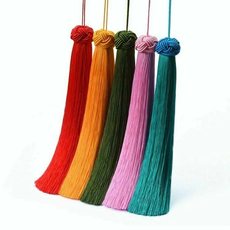 2X Luxury Silky Tassels Crafts Trim Fabric Sewing Adorn Clothing Keyring DIY New - Image 2 of 4