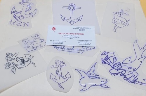 Vintage Acetat Schablone von Sailor USN Navy gebraucht von RED'S TATTOO STUDIO