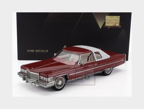 stamp-models 1/18 cadillac coupe de ville 1976 red/white art