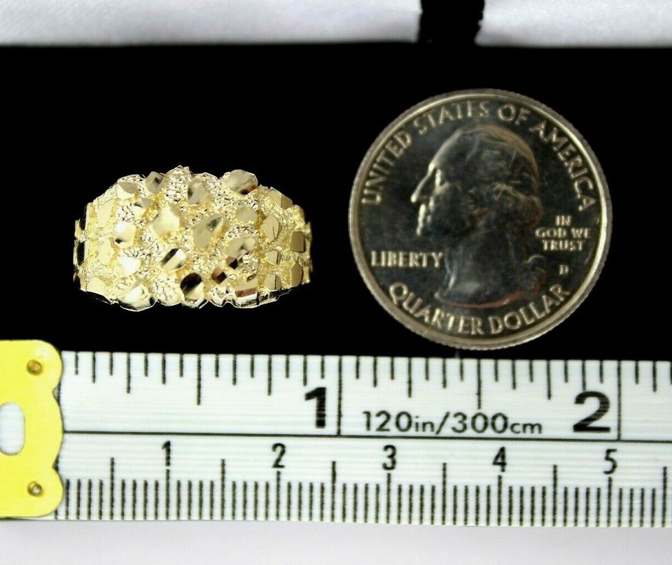 Real 14k Gold Nugget Ring For Men - Sizes 6 To 13, Simple & Manly Yellow Gold Band