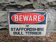 Beware Of Staffordshire Bull Terrier 8  x 12   Aluminum Metal Sign VS404