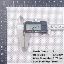 2.5mm hole (8 mesh) Stainless Steel Wire Mesh, 0.71mm wires, (Varroa apiary)