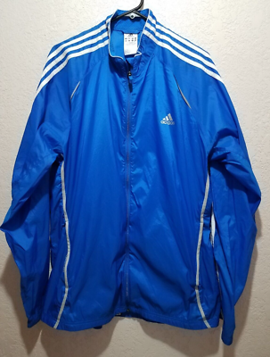 ADIDAS Response Windbreaker Jacket Blue Long Sleeve Full Zipp