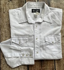 VINTAGE WRANGLER 3D EMBOSSED PEARL SNAP SHIRT WHITE MENS XL GREAT SLEEVE